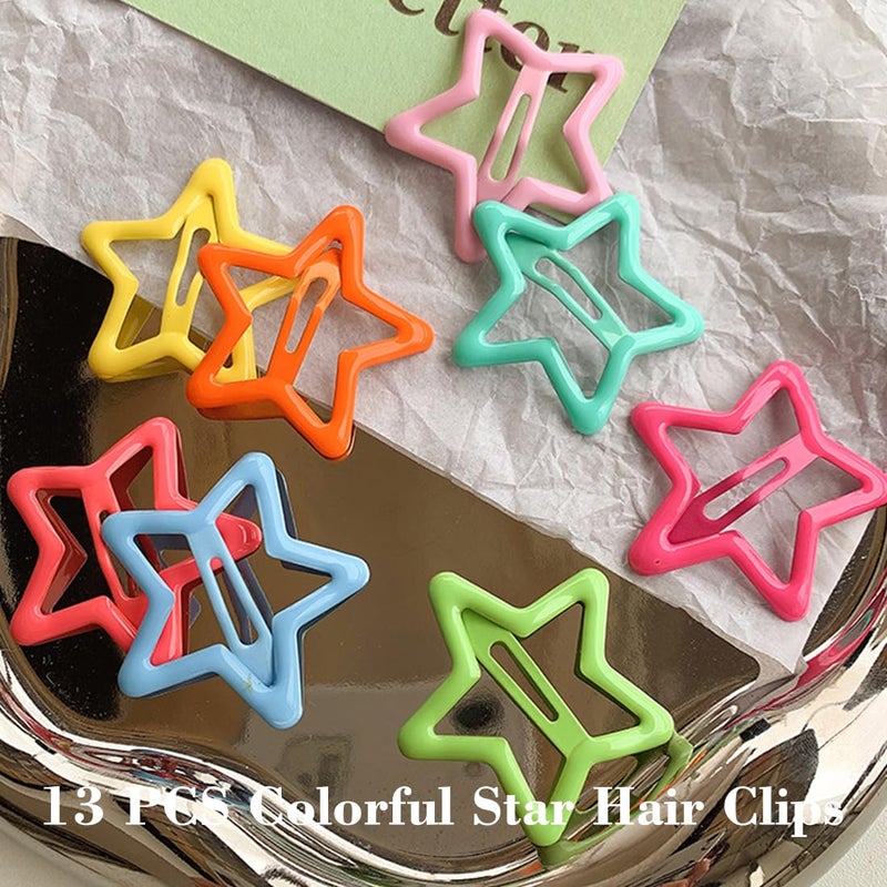 Seneeel 13 PCS 1.65" Metal Hair Accessories - Snap Barrettes with Non-Slip Star Clips for Girls in Multiple Colors - Image 5